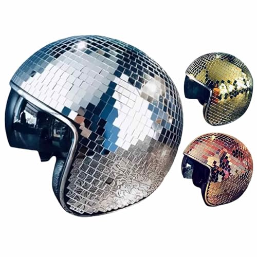 3Stk Discokugel Hüte - Disco Mirror Glitter Ball Helme | Exquisit Discokugel-Hüte Mit Einziehbarem Visier | Glitzer Spiegel Glas Disco Kugel-Hut Für Club | Für DJ Club Bühne Bar Hochzeit Dance von Dubbulon