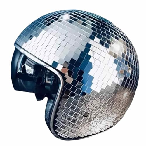 Disco Mirror Glitter Ball Helme - Discokugeln Helm Mit Einziehbarem Visier | Retro Disco Ball Caps | Glitzer Spiegel Glas Discokugel Hut Helm | Disco Ball Helme Für DJ Club Stage Bar Party Dance von Dubbulon