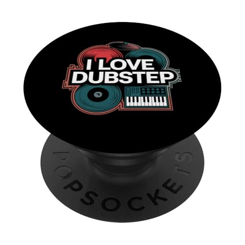 Ich liebe Dubstep Music Vinyl-DJ-Keyboard PopSockets Klebender PopGrip Ich liebe Dubstep Music Vinyl-DJ-Keyboard PopSockets Klebender PopGrip von Dubstep Beats Music Electronic Rave