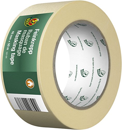 DUCK Feinkrepp 107-04 – Imprägniertes Kreppband zum Streichen & Lackieren – Malerkreppband für den Innenbereich – 48mm x 50m von Duck