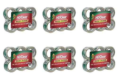 Duck HD Klebeband, transparent, 6 Rollen, strapazierfähig, 4,8 cm x 45 m, 6 Stück (insgesamt 36 Rollen) von Duck