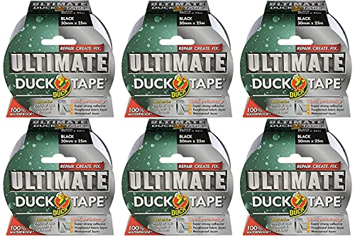 Duck Tape 232152.6 Ultimate Gewebeband, schwarz, 50 mm x 25 m, 6 Stück von Duck