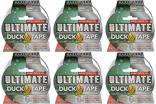 Duck Tape 232153.6 Ultimate Gewebeband, silber, 50 mm x 25 m, 6 Stück von Duck