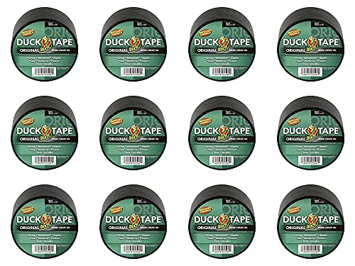 Duck Tape Original schwarzes Gaffer- und Dukt-Klebeband, Reparaturband, 50 mm x 5 m, 12 Stück von Duck