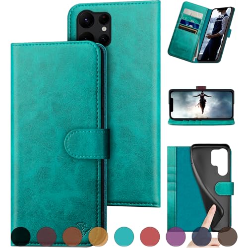 DuckSky Schutzhülle für Samsung Galaxy S25 Ultra, echtes Leder, RFID-Blockierung, 4 Kreditkartenfächer, echtes Leder, Klappetui, für Damen und Herren, Blau / Grün DuckSky Schutzhülle für Samsung Galaxy S25 Ultra, echtes Leder, RFID-Blockierung, 4 Kreditkartenfächer, echtes Leder, Klappetui, für Damen und Herren, Blau / Grün von DuckSky
