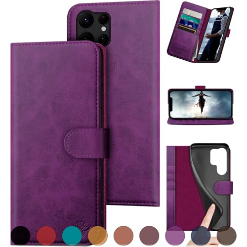 DuckSky Schutzhülle für Samsung Galaxy S25 Ultra, echtes Leder, RFID-Blockierung, 4 Kreditkartenfächer, echtes Leder, Klapphülle für Damen und Herren, Violett DuckSky Schutzhülle für Samsung Galaxy S25 Ultra, echtes Leder, RFID-Blockierung, 4 Kreditkartenfächer, echtes Leder, Klapphülle für Damen und Herren, Violett von DuckSky