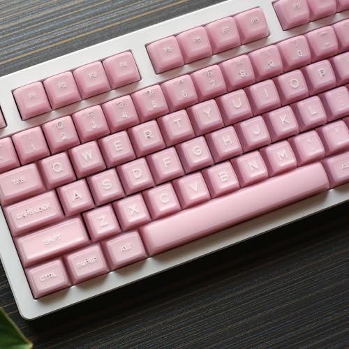 DucKey Durchscheinende Jade Tastenkappen, 142 Tasten/ABS/SA Profil/Doubleshot Keycap für MX Switch Mechanische Tastatur (Color : Pink) von Ducky