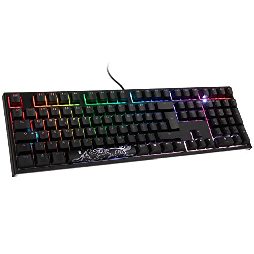 Ducky ONE 2 Backlit PBT Gaming Tastatur mit LED, Cherry MX Speed Silver Switches, Mechanische Tastatur Deutsches Layout, Full Size Tastatur QWERTZ, Tastatur Kabelgebunden Beleuchtet (Schwarz) von Ducky