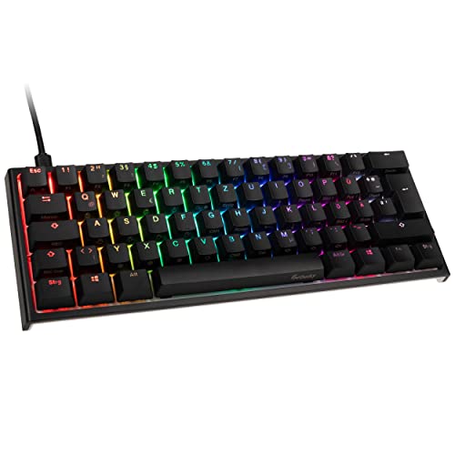 Ducky ONE 2 Mini Gaming Tastatur, RGB-LED Gaming Keyboard, Cherry MX-Blue, Mechanische Tastatur, TLK-Mini-Version 60% Key Layout, Mechanische Tastatur mit USB C Stecker, Abnehmbare Kabel, Schwarz von Ducky