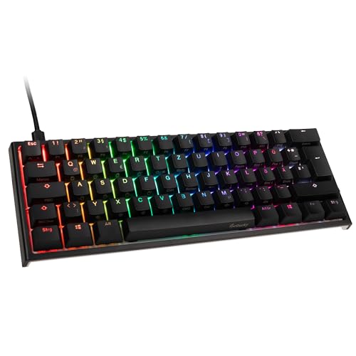 Ducky ONE 2 Mini Gaming Tastatur, RGB-LED Gaming Keyboard, Cherry MX-Brown, Mechanische Tastatur, TLK-Mini-Version 60% Key Layout, Mechanische Tastatur mit USB C Stecker, Abnehmbare Kabel, Schwarz von Ducky