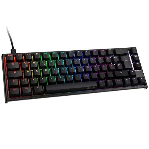 Ducky ONE 2 SF Gaming Tastatur Deutsches Layout, Mechanische Tastatur RGB mit Cherry MX Blue Switches, 65% Keyboard PC, Tastatur Kabelgebunden Beleuchtet, Double Shot PBT Keycaps (Schwarz) von Ducky