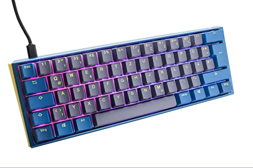 Ducky One 3 Daybreak - Mechanische Gaming Tastatur Deutsches Layout im Mini-Format (60% Keyboard) mit Cherry MX Blue Switches, Hot-Swap-fähig (Kailh-Sockeln) und RGB-Beleuchtung von Ducky