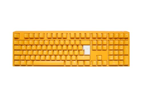 Ducky One 3 Yellow - Mechanische Gaming Tastatur Deutsches Layout im Fullsize-Format mit Cherry MX Blue Switches, Hot-Swap-fähig (Kailh-Sockeln) und RGB-Beleuchtung von Ducky