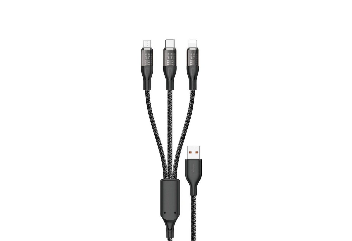 Dudao Ladekabel 1,2 m 3in1 USB - USB-C/microUSB/iPhone-Anschluss Grau Smartphone-Kabel von Dudao