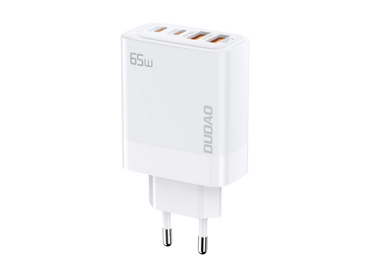 Dudao Schnellladegerät 2xUSB-A / 2xUSB-C PD 65W - Weiß - 65W USB-Ladegerät von Dudao