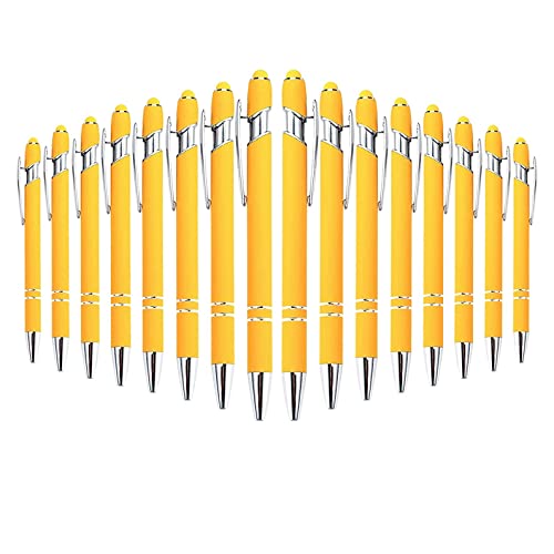 16 Stück Kugelschreiber mit Eingabestift, gummierter -Kugelschreiber mit schwarzer Tinte, Metallstift für Tablets E von Duendhd