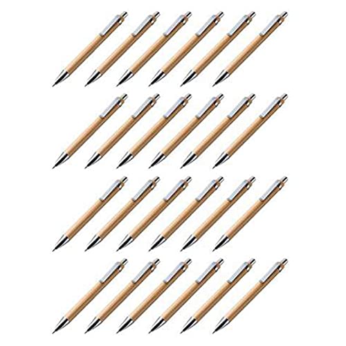 Bambus-Kugelschreiber, 24 Stück, für Büro- und Schulbedarf und Schreibbedarf, Geschenke – blaue Tinte von Duendhd
