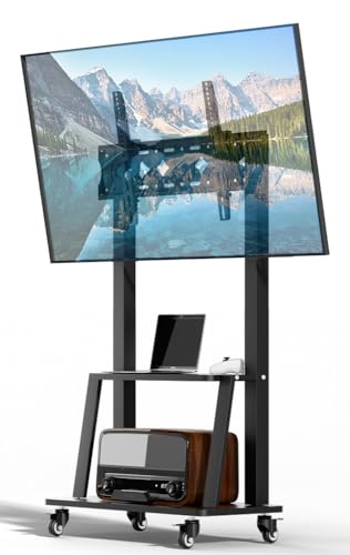 Duiliuu Tv Ständer Rollbar,Kippbar Fernsehständer mit Rollen, Bodenständer TV Wagen für 32-75 Zoll TV，Höhenverstellbar TV Ständer,Mobiler Tv-Standfüße, Max 50KG, Max Vesa 600x400 von Duiliuu