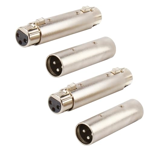 Duluok 4 Stück XLR-zu-XLR-zu-XLR-Adapter, 3-polig, 2 männlich auf männlich, 2 weiblich auf weiblich, kompatibel mit Mikrofon, Mischpult, Verstärker von Duluok