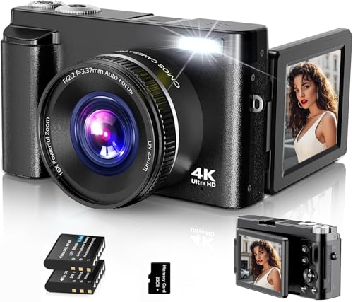 Digitalkamera,4K 48MP Fotokamera Autofokus mit 32G Karte, Vlogging Kamera mit 3 Zoll 180° Flip-Bildschirm und UV Linse,Kompaktkamera für Teenager Anfänger Erwachsene Digitalkamera,4K 48MP Fotokamera Autofokus mit 32G Karte, Vlogging Kamera mit 3 Zoll 180° Flip-Bildschirm und UV Linse,Kompaktkamera für Teenager Anfänger Erwachsene von Duluvulu