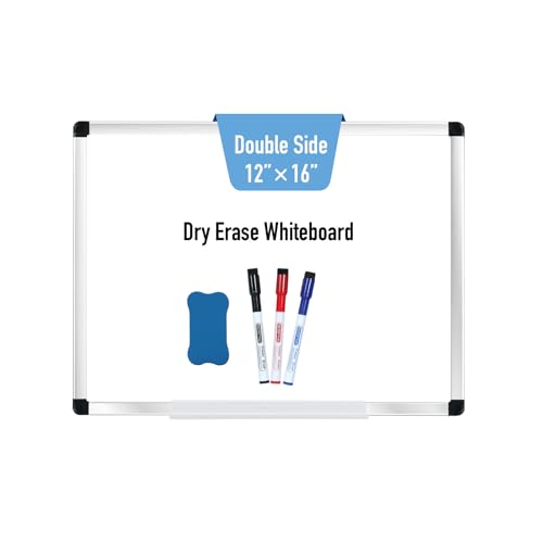 DumanAsen Magnetisches Whiteboard, doppelseitiger trocken abwischbar Magnettafel, Aluminiumrahmen, Memoboard für Wohnung, Büro, Küche und Schule, (30 x 40 cm, Whiteboard – A115) von DumanAsen