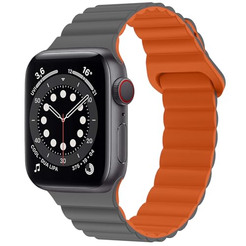 Dumgeo Kompatibel mit Apple Watch Armband 49mm 45mm 44mm 42mm 41mm 40mm 38mm, Doppelseitig Silikon Magnetische Band Kompatibel für Apple Watch Ultra 2 Serie 9 8 7 SE 6 5 4 3 2 1 für Herren Damen von Dumgeo