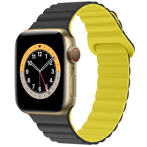 Dumgeo Kompatibel mit Apple Watch Armband 49mm 45mm 44mm 42mm 41mm 40mm 38mm, Doppelseitig Silikon Magnetische Band Kompatibel für Apple Watch Ultra 2 Serie 9 8 7 SE 6 5 4 3 2 1 für Herren Damen von Dumgeo