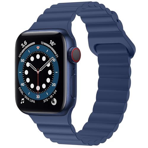 Dumgeo Kompatibel mit Apple Watch Armband 49mm 45mm 44mm 42mm 41mm 40mm 38mm, Doppelseitig Silikon Magnetische Band Kompatibel für Apple Watch Ultra 2 Serie 9 8 7 SE 6 5 4 3 2 1 für Herren Damen von Dumgeo