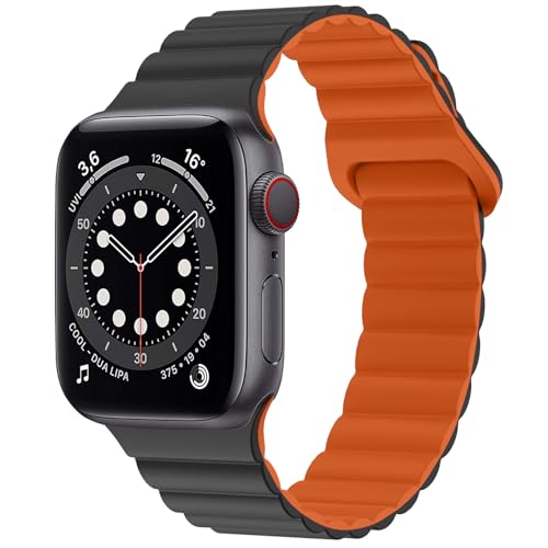 Dumgeo Kompatibel mit Apple Watch Armband 49mm 45mm 44mm 42mm 41mm 40mm 38mm, Doppelseitig Silikon Magnetische Band Kompatibel für Apple Watch Ultra 2 Serie 9 8 7 SE 6 5 4 3 2 1 für Herren Damen von Dumgeo