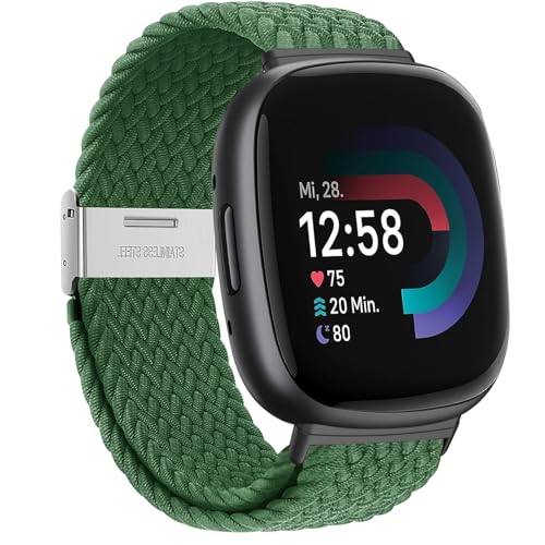 Dumgeo Solo Loop Armband für Fitbit Versa 3, Verstellbarer Geflochtener Elastischer Sportarmband aus Nylon Armband für Fitbit Versa 3, Fitbit Versa 4, Fitbit Sense 2, Fitbit Sense von Dumgeo
