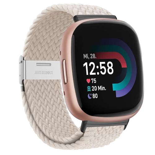 Dumgeo Solo Loop Armband für Fitbit Versa 3, Verstellbarer Geflochtener Elastischer Sportarmband aus Nylon Armband für Fitbit Versa 3, Fitbit Versa 4, Fitbit Sense 2, Fitbit Sense von Dumgeo