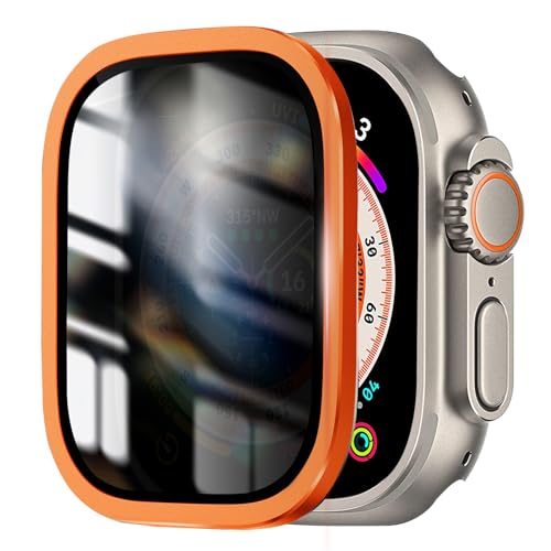 Schutzfolie für Apple Watch Ultra/Apple Watch Ultra 2 49mm, Anti-Spionage, Titanlegierungsrahmen mit 9h GehäRtetem Glas, UltradüNn, Kratzfest, Blasenfrei, Leichter Schutzfilm für iWatch Ultra/Ultra 2 von Dumgeo