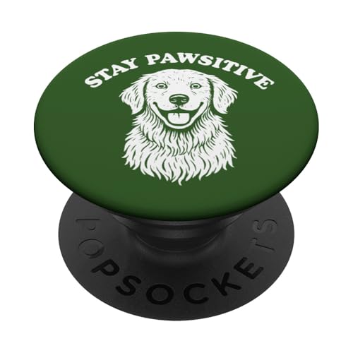 Bleiben Sie pawsitiv lustig Golden Retriever PopSockets Klebender PopGrip Bleiben Sie pawsitiv lustig Golden Retriever PopSockets Klebender PopGrip von Dumme Kleidung