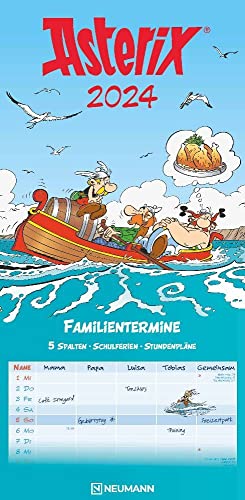 Asterix - Familienplaner 2024 - Neumann-Verlag - Familienkalender mit 5 Spalten und bezaubernden Illustrationen - Monatsplaner - 22 cm x 45 cm von Dumont Kalenderverlag