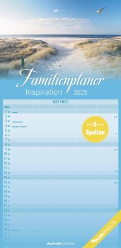 Inspiration - Familienplaner 2025 für 5 Personen - Alpha Edition-Verlag - Kalender mit 5 Spalten zum Eintragen - 22 cm x 45 cm von Dumont Kalenderverlag