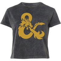 Dungeons & Dragons Gold Ampersand Damen Cropped T-Shirt - Schwarz Acid Wash - S von Dungeons & Dragons