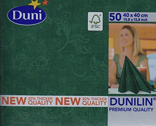 Duni - Dunilin - 50 Stück 40X40 cm - Taraz Darkgreen (dunkelgrün mit Muster) von Duni