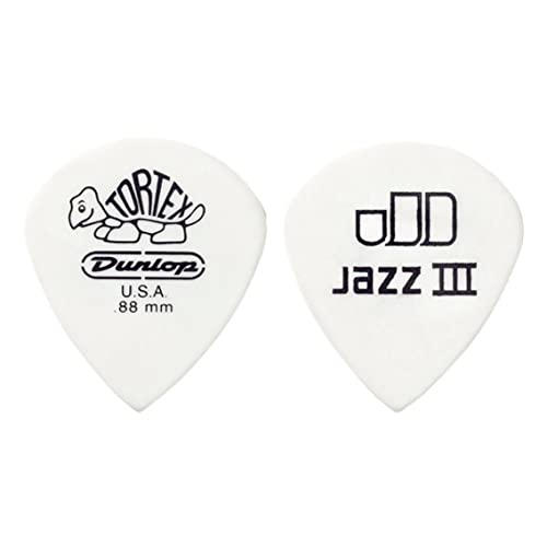 Dunlop Tortex Jazz III Plektren, Weiß, 0,88 mm von Dunlop