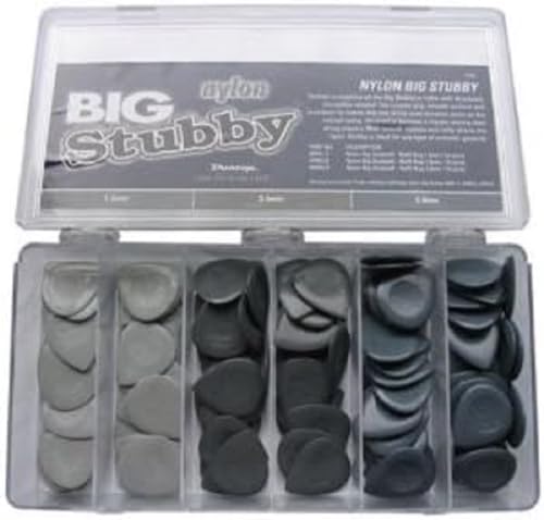 JIM DUNLOP Plektrum Big Studdy Nylon, Schachtel mit 144, Schwarz, Kaliber: 1 - 2 - 3mm von Dunlop