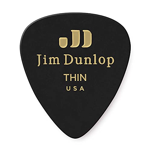 JIM DUNLOP Plektrum Genuine Celluloid Classic, 12 Stück, Schwarz, Flexibel von Jim Dunlop