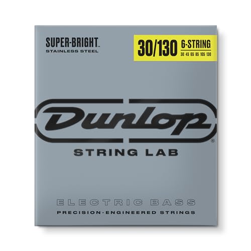 Jim Dunlop DBSBS30130 Hochglänzende Basssaiten, Edelstahl, Medium.030-.130, 6 Saiten / Satz von Dunlop