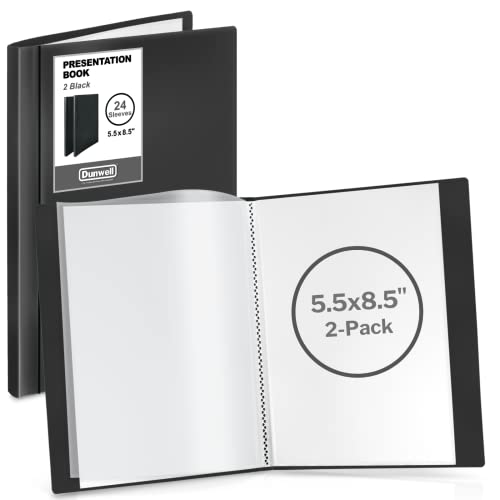 Dunwell Small Binders with Sleeves - Presentation Books 5.5x8.5 (2-Pack, Black), 24-Pockets, Displays 48 Half Size Pages or 5.5 x 8.5 Mini Booklets, Acid-Free Archival Quality von Dunwell