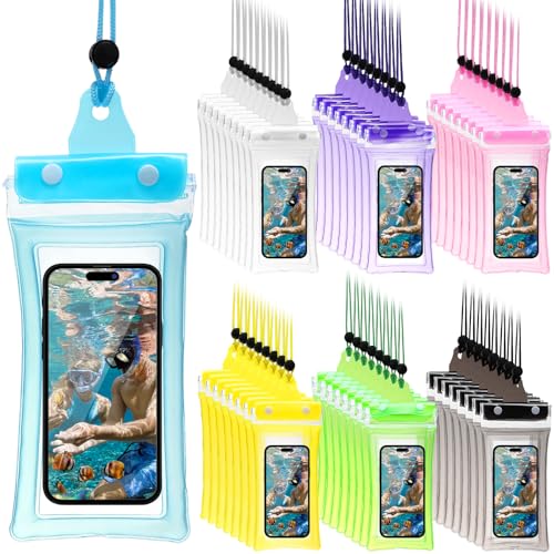 Dunzoom 56 Stück universelle wasserdichte Handy-Tasche mit Umhängeband, Outdoor, Strand, Schwimmen, Schnorcheln, Kunststoff, Unterwasserhülle für Smartphones bis zu 17,5 cm, 7 Farben Dunzoom 56 Stück universelle wasserdichte Handy-Tasche mit Umhängeband, Outdoor, Strand, Schwimmen, Schnorcheln, Kunststoff, Unterwasserhülle für Smartphones bis zu 17,5 cm, 7 Farben von Dunzoom