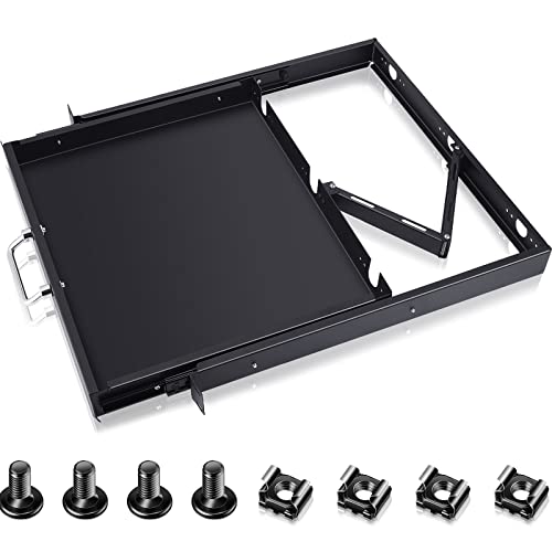 1U Rack Mount Sliding Keyboard Tray Cantilever Network Equipment Racks 19 Inch Cabinet Drawer Sliding Shelf for Server Data Music Studio Accessories von Dunzy