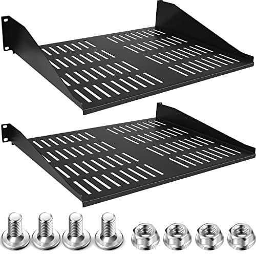 2 Stück 1U 2U Server Rack Regal Universal belüftet Rack Mount Regal Netzwerkregal Server Rack Montageschale für Luftzirkulation 19 Zoll Netzwerkgeräte Rack und Schrank Wandhalterung Rack, 36,8 cm tief von Dunzy