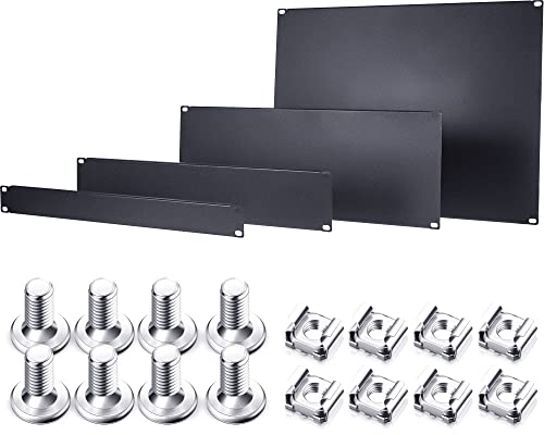 4 Stück 1U, 2U, 4U, 8U Blanko-Panel Metallregal Mount Filler Panel Mount Panel Spacer 19 Zoll Rack Blanking Panel Kit für Gehäuse Server Rack Schrank Schwarz von Dunzy