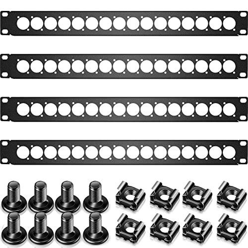 4 Stück 1U Rack Panel XLR HDMI Rack Mount Panel Connectors with M6 Screws Metal Component Punch Panel for Audio Enclosure Server Computer Equipment Studio, 19 Zoll (16D Serie) von Dunzy