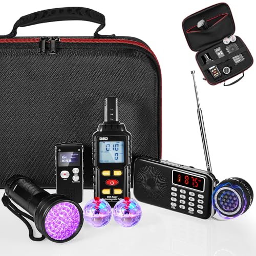 Dunzy 8 Stück Geisterjagdausrüstung, einschließlich 1 Emf Meter, 1 Spirit Ghost Hunting Research Box, 1 Sprachrekorder, 1 Taschenlampe, 1 Lautsprecher 2 Motion Light Up Cat Balls und 1 FM-Radio (Emf Dunzy 8 Stück Geisterjagdausrüstung, einschließlich 1 Emf Meter, 1 Spirit Ghost Hunting Research Box, 1 Sprachrekorder, 1 Taschenlampe, 1 Lautsprecher 2 Motion Light Up Cat Balls und 1 FM-Radio (Emf von Dunzy