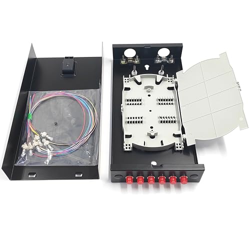 Duogalia FC-UPC 6 Simplex 6-Port-Wandhalterung, Glasfasergehäuse mit Spleißschale, Singlemode FC-UPC-Kit (inkl. 1,2 m Pigtail und Glasfaserkupplung) von Duogalia