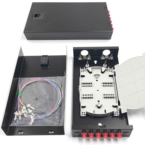 Duogalia FC-UPC 6 Simplex 6-Port-Wandhalterungs-Fasergehäuse mit Spleißschale, Singlemode FC-UPC-Kit (inkl. 1,2 m Pigtail und Glasfaserkupplung) von Duogalia